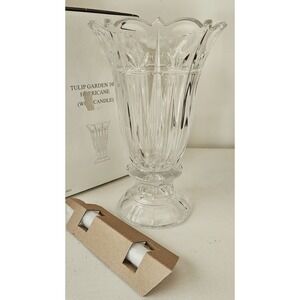 Crystal Tulip Garden 10" Hurricane Candle Holder